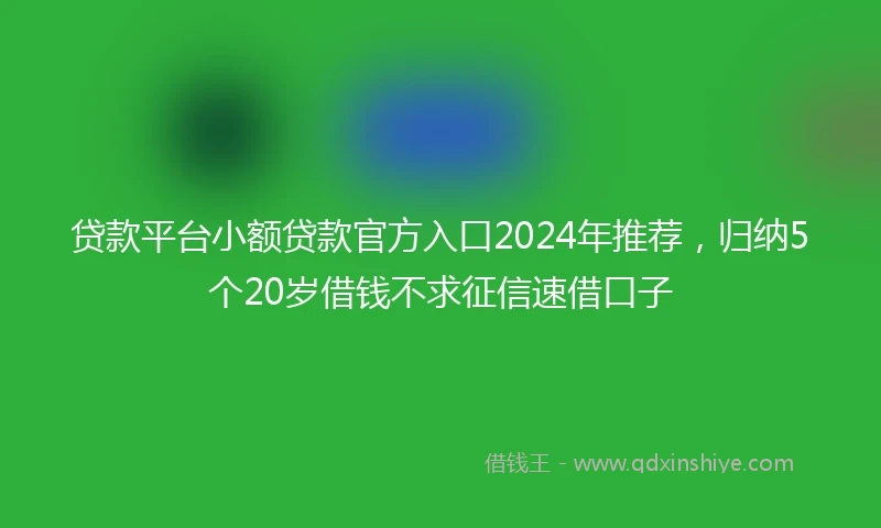 贷款平台小额贷款官方入口2024年推荐，归纳5个20岁借钱不求征信速借口子