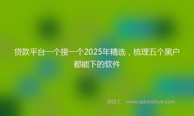 贷款平台一个接一个2025年精选，梳理五个黑户都能下的软件