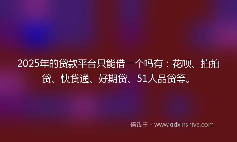 2025年的贷款平台只能借一个吗有：花呗、拍拍贷、快贷通、好期贷、51人品贷等。