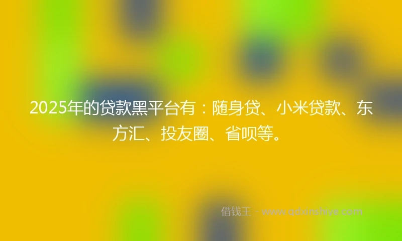 2025年的贷款黑平台有：随身贷、小米贷款、东方汇、投友圈、省呗等。