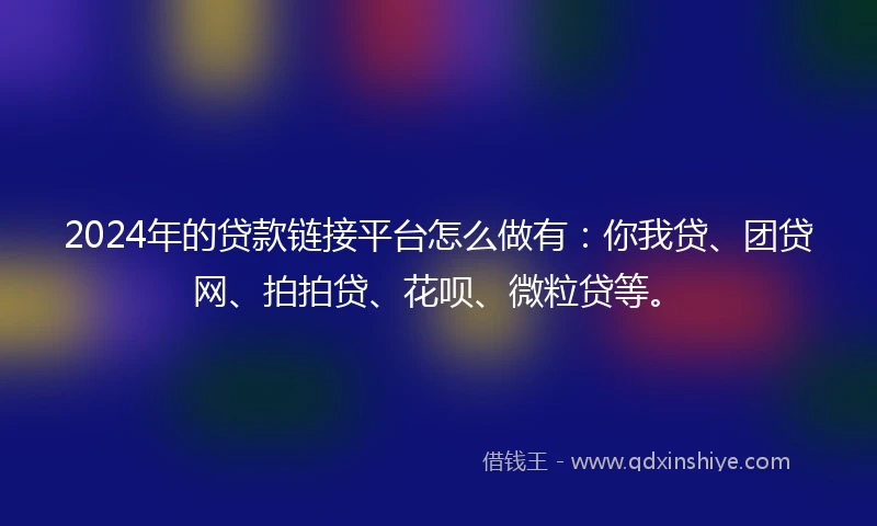 2024年的贷款链接平台怎么做有：你我贷、团贷网、拍拍贷、花呗、微粒贷等。
