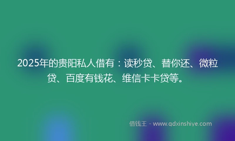 2025年的贵阳私人借有：读秒贷、替你还、微粒贷、百度有钱花、维信卡卡贷等。