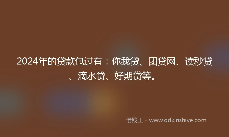 2024年的贷款包过有：你我贷、团贷网、读秒贷、滴水贷、好期贷等。