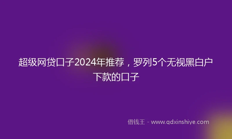 超级网贷口子2024年推荐，罗列5个无视黑白户下款的口子
