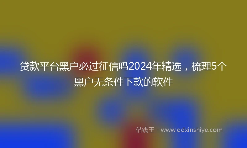 贷款平台黑户必过征信吗2024年精选，梳理5个黑户无条件下款的软件