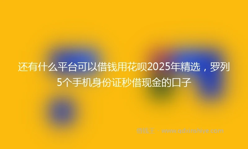还有什么平台可以借钱用花呗2025年精选，罗列5个手机身份证秒借现金的口子