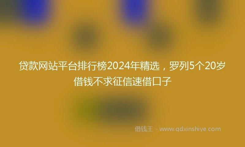 贷款网站平台排行榜2024年精选，罗列5个20岁借钱不求征信速借口子