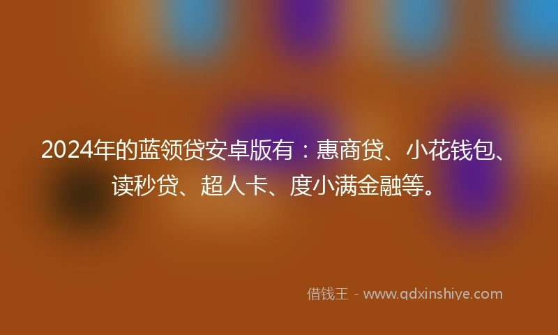 2024年的蓝领贷安卓版有：惠商贷、小花钱包、读秒贷、超人卡、度小满金融等。