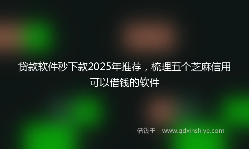 贷款软件秒下款2025年推荐，梳理五个芝麻信用可以借钱的软件