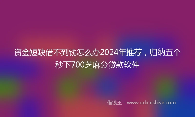 资金短缺借不到钱怎么办2024年推荐，归纳五个秒下700芝麻分贷款软件