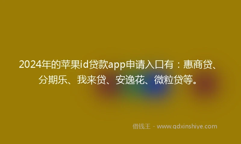 2024年的苹果id贷款app申请入口有：惠商贷、分期乐、我来贷、安逸花、微粒贷等。
