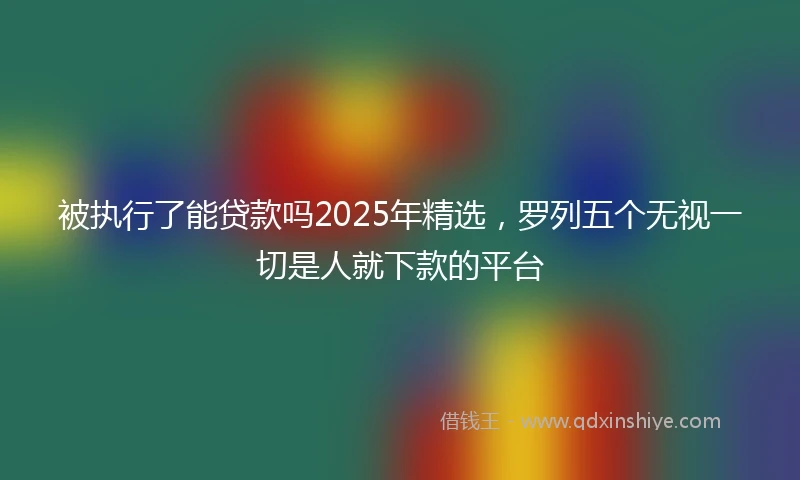 被执行了能贷款吗2025年精选，罗列五个无视一切是人就下款的平台