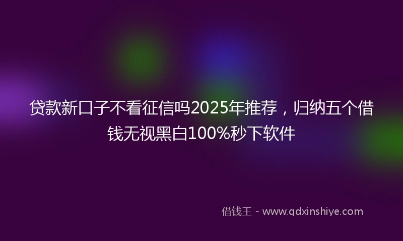 贷款新口子不看征信吗2025年推荐，归纳五个借钱无视黑白100%秒下软件