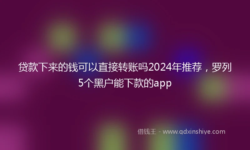 贷款下来的钱可以直接转账吗2024年推荐，罗列5个黑户能下款的app