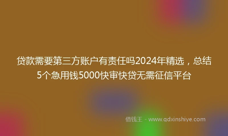 贷款需要第三方账户有责任吗2024年精选，总结5个急用钱5000快审快贷无需征信平台