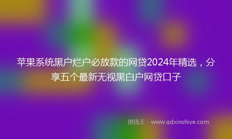 苹果系统黑户烂户必放款的网贷2024年精选，分享五个最新无视黑白户网贷口子