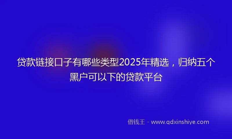 贷款链接口子有哪些类型2025年精选，归纳五个黑户可以下的贷款平台