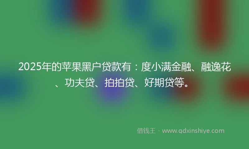 2025年的苹果黑户贷款有：度小满金融、融逸花、功夫贷、拍拍贷、好期贷等。