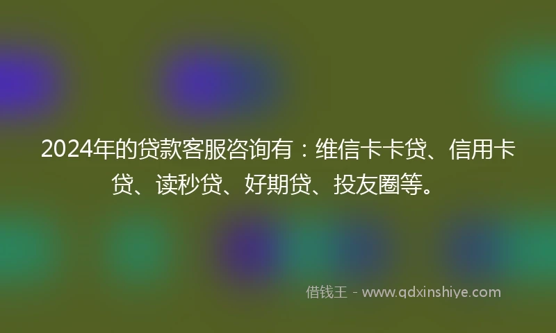 2024年的贷款客服咨询有：维信卡卡贷、信用卡贷、读秒贷、好期贷、投友圈等。