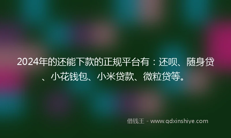 2024年的还能下款的正规平台有：还呗、随身贷、小花钱包、小米贷款、微粒贷等。