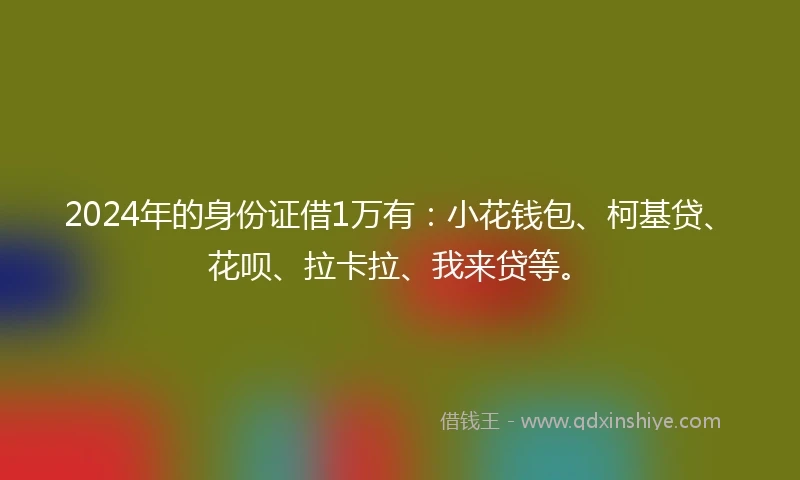 2024年的身份证借1万有：小花钱包、柯基贷、花呗、拉卡拉、我来贷等。