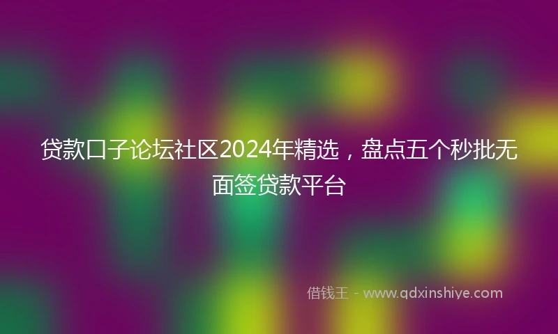 贷款口子论坛社区2024年精选，盘点五个秒批无面签贷款平台