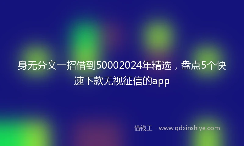 身无分文一招借到50002024年精选，盘点5个快速下款无视征信的app