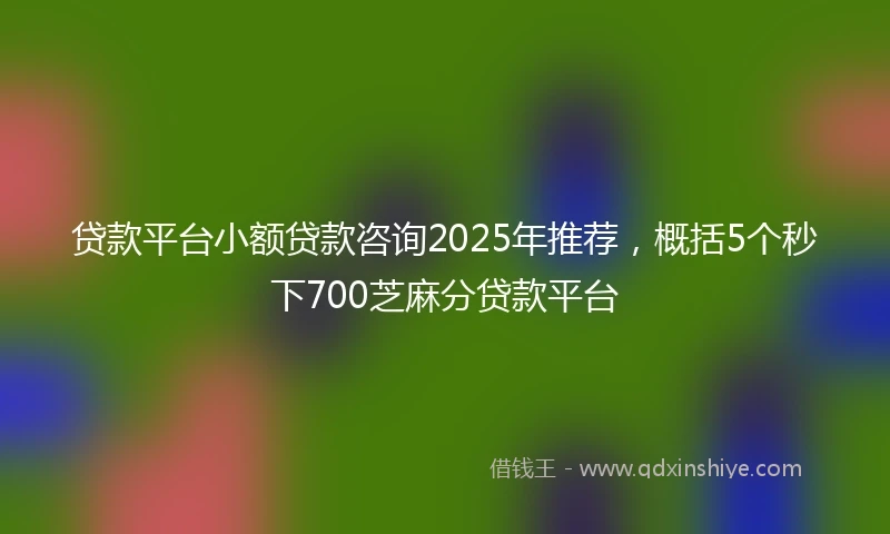 贷款平台小额贷款咨询2025年推荐，概括5个秒下700芝麻分贷款平台