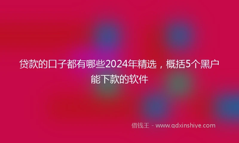 贷款的口子都有哪些2024年精选,概括5个黑户能下款的软件