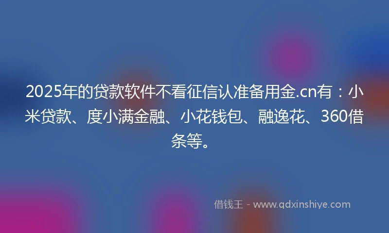 2025年的贷款软件不看征信认准备用金.cn有：小米贷款、度小满金融、小花钱包、融逸花、360借条等。