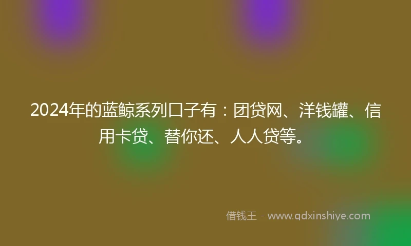 2024年的蓝鲸系列口子有：团贷网、洋钱罐、信用卡贷、替你还、人人贷等。