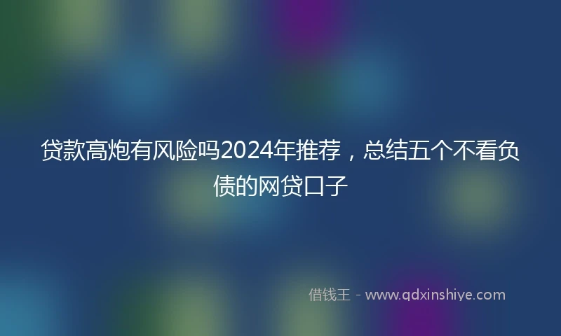 贷款高炮有风险吗2024年推荐,总结五个不看负债的网贷口子