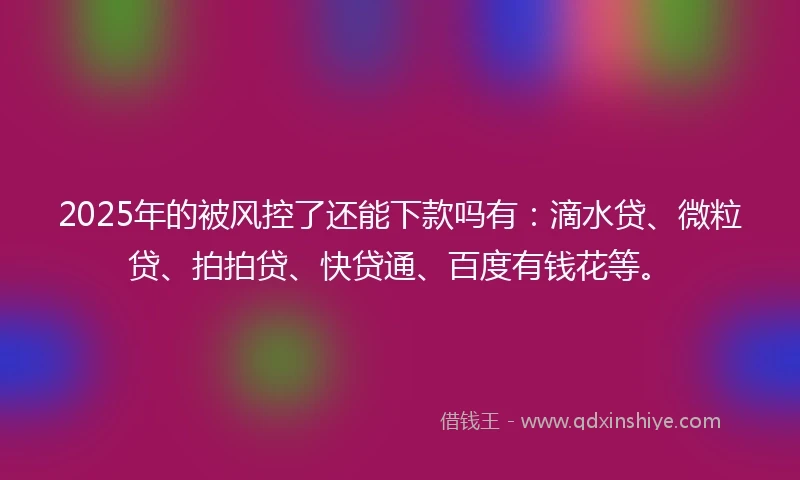 2025年的被风控了还能下款吗有：滴水贷、微粒贷、拍拍贷、快贷通、百度有钱花等。