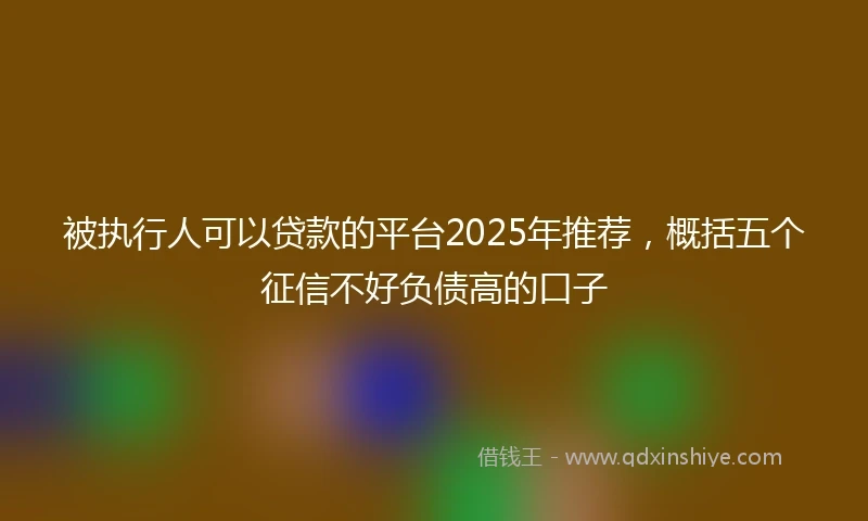被执行人可以贷款的平台2025年推荐，概括五个征信不好负债高的口子