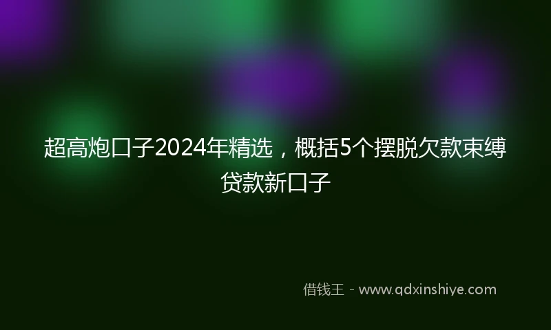 超高炮口子2024年精选，概括5个摆脱欠款束缚贷款新口子