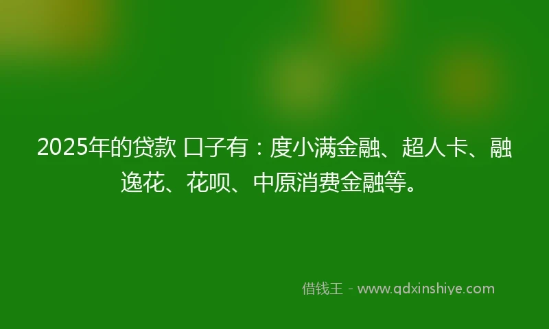 2025年的贷款 口子有：度小满金融、超人卡、融逸花、花呗、中原消费金融等。