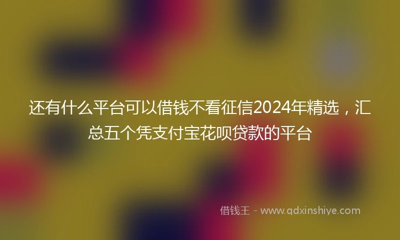还有什么平台可以借钱不看征信2024年精选，汇总五个凭支付宝花呗贷款的平台