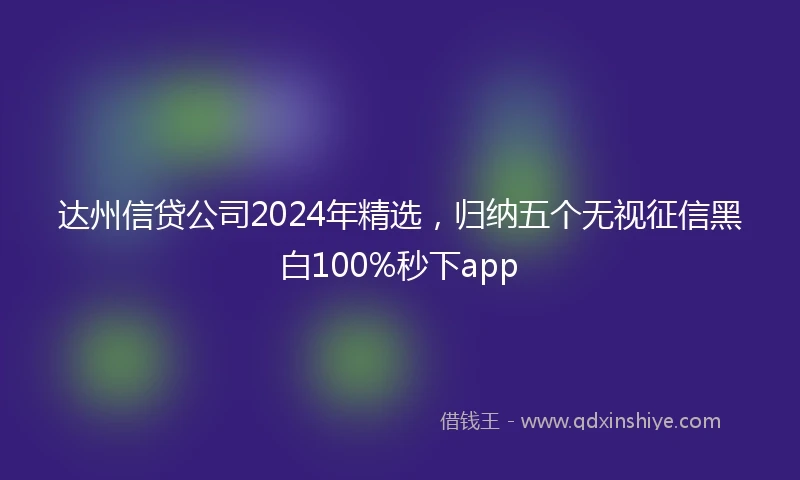 达州信贷公司2024年精选，归纳五个无视征信黑白100%秒下app