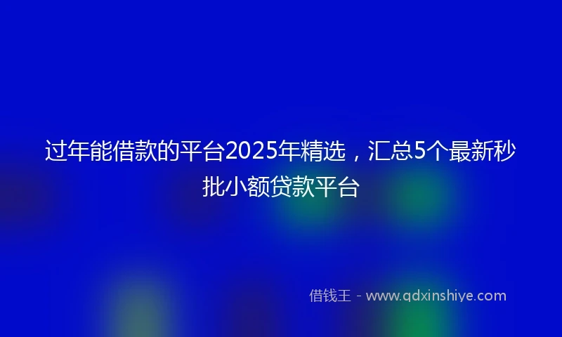过年能借款的平台2025年精选，汇总5个最新秒批小额贷款平台