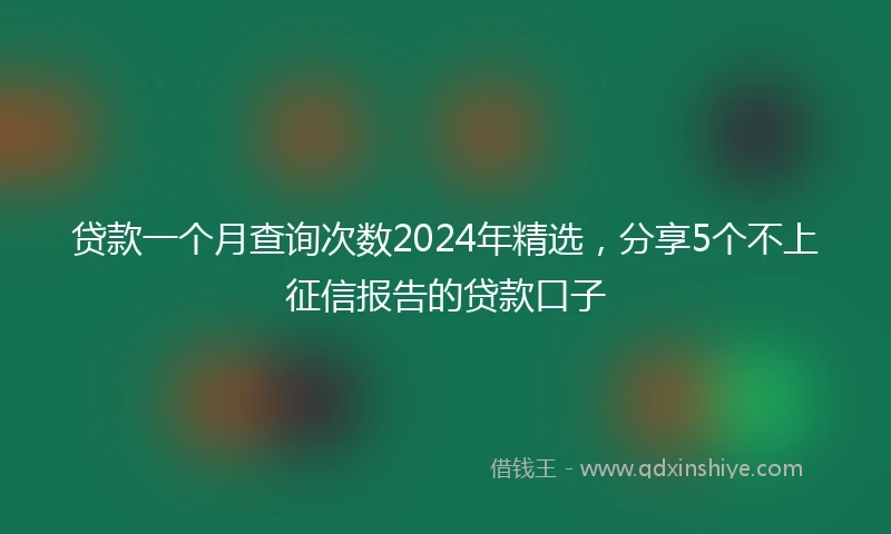 贷款一个月查询次数2024年精选，分享5个不上征信报告的贷款口子