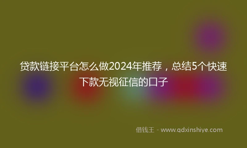 贷款链接平台怎么做2024年推荐,总结5个快速下款无视征信的口子