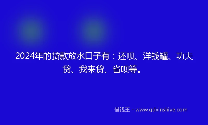 2024年的贷款放水口子有：还呗、洋钱罐、功夫贷、我来贷、省呗等。
