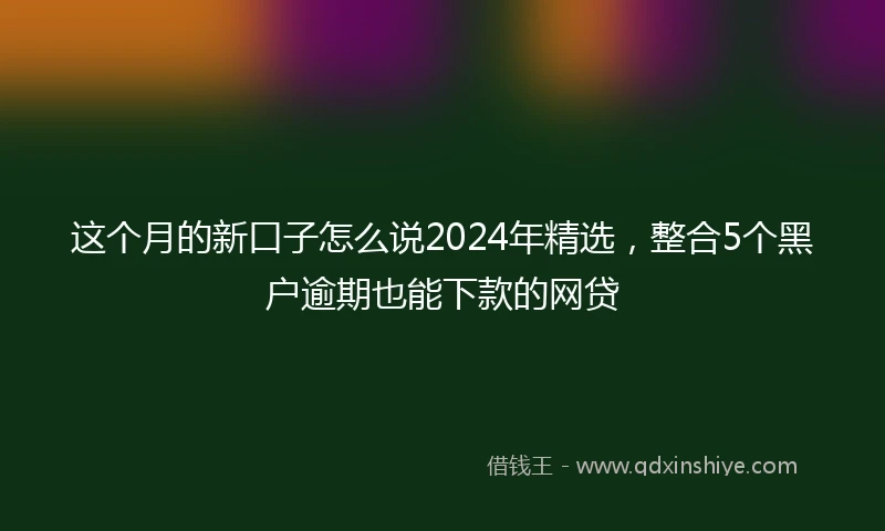 这个月的新口子怎么说2024年精选，整合5个黑户逾期也能下款的网贷