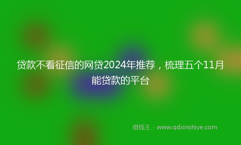 贷款不看征信的网贷2024年推荐，梳理五个11月能贷款的平台