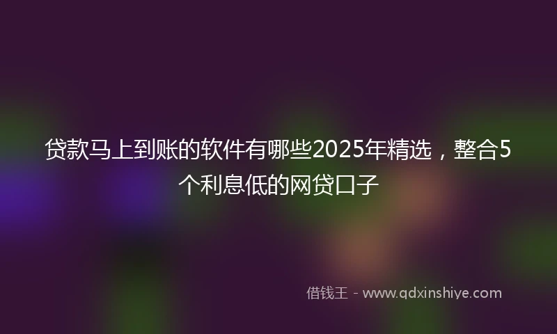 贷款马上到账的软件有哪些2025年精选，整合5个利息低的网贷口子