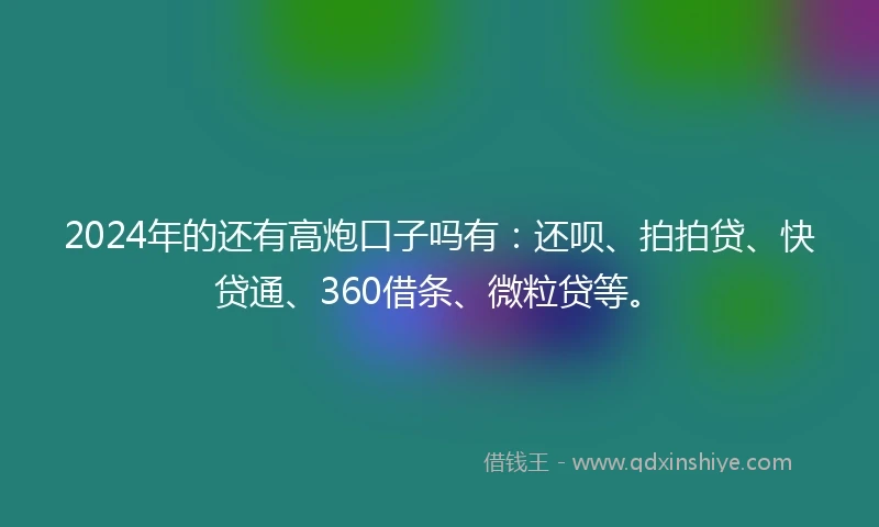 2024年的还有高炮口子吗有：还呗、拍拍贷、快贷通、360借条、微粒贷等。
