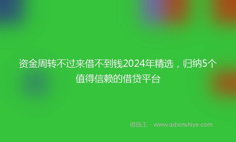 资金周转不过来借不到钱2024年精选，归纳5个值得信赖的借贷平台