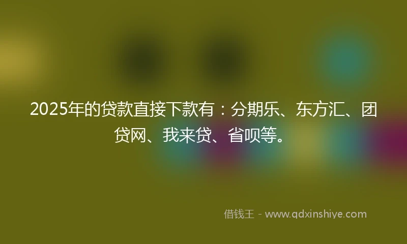 2025年的贷款直接下款有：分期乐、东方汇、团贷网、我来贷、省呗等。