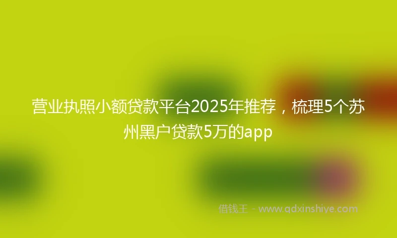 营业执照小额贷款平台2025年推荐，梳理5个苏州黑户贷款5万的app