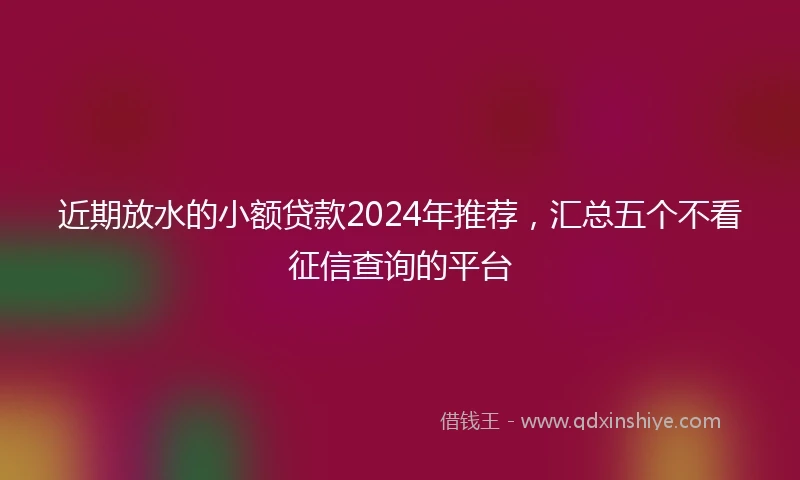 近期放水的小额贷款2024年推荐，汇总五个不看征信查询的平台